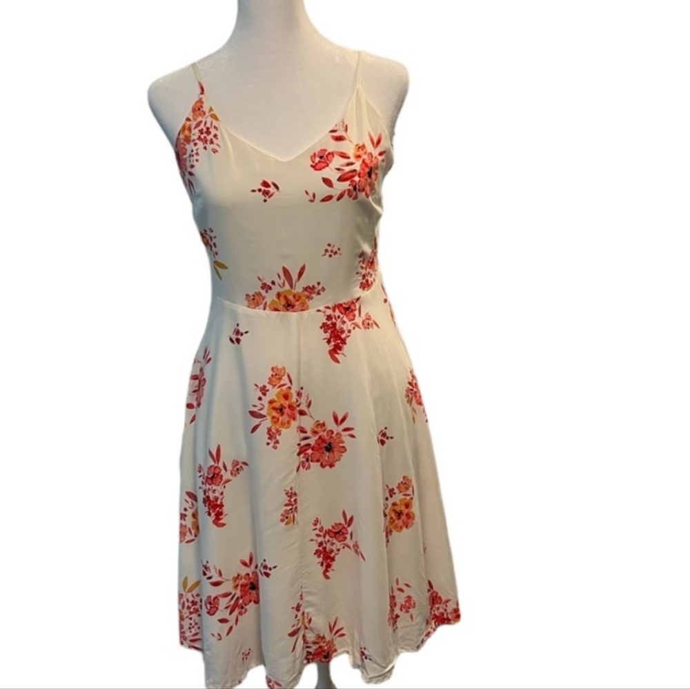 GAP Orange and Pink Sleeveless A-Line Midi Dress